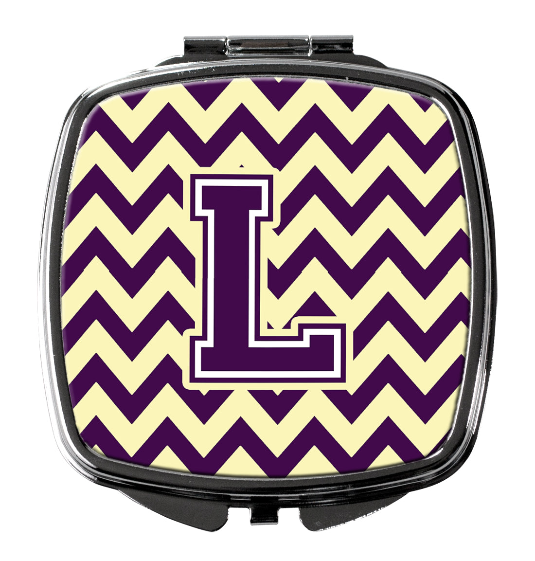 Letter L Chevron Purple and Gold Compact Mirror CJ1058-LSCM by Caroline's Treasures