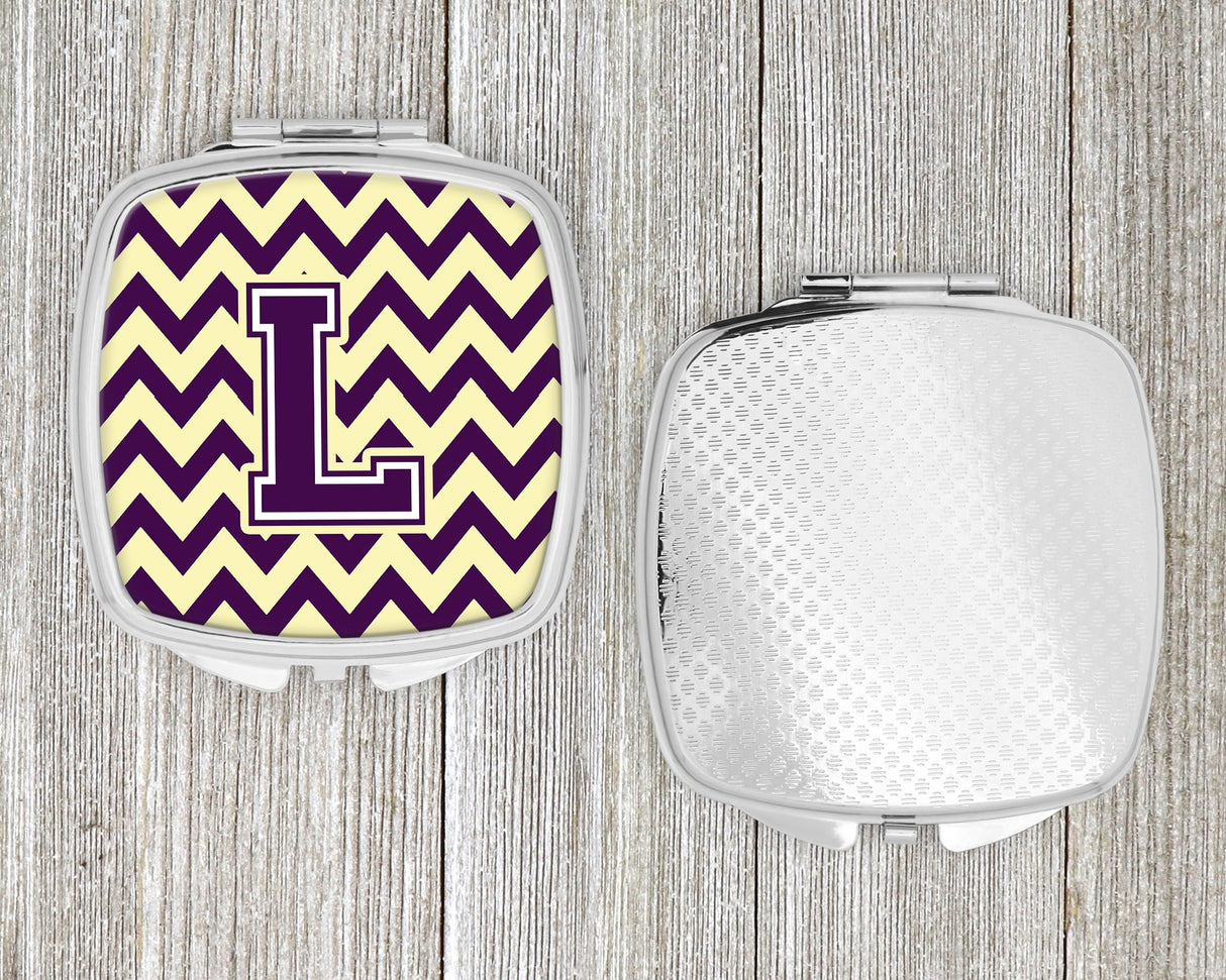 Letter L Chevron Purple and Gold Compact Mirror CJ1058-LSCM by Caroline's Treasures