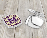 Letter M Chevron Purple and Gold Compact Mirror CJ1058-MSCM by Caroline's Treasures