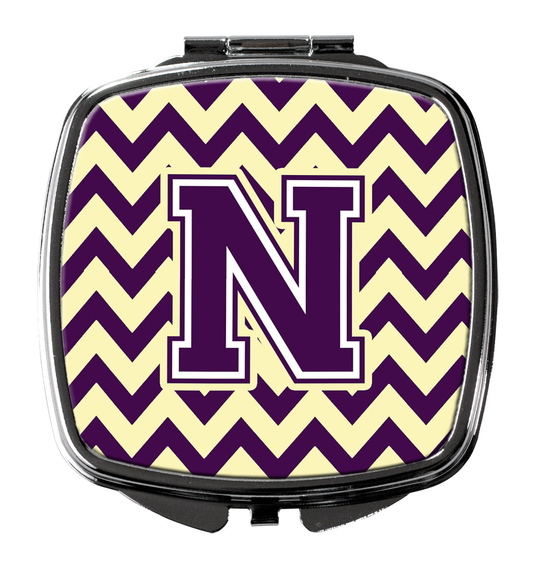 Letter N Chevron Purple and Gold Compact Mirror CJ1058-NSCM by Caroline's Treasures