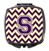 Letter S Chevron Purple and Gold Compact Mirror CJ1058-SSCM by Caroline's Treasures