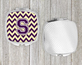 Letter S Chevron Purple and Gold Compact Mirror CJ1058-SSCM by Caroline's Treasures