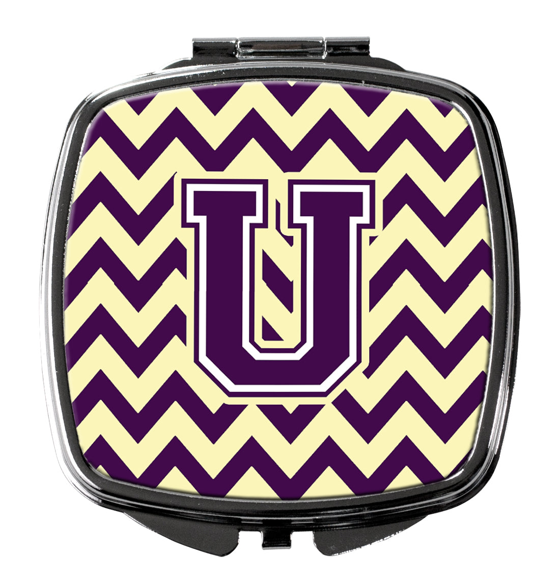 Letter U Chevron Purple and Gold Compact Mirror CJ1058-USCM by Caroline's Treasures