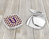 Letter U Chevron Purple and Gold Compact Mirror CJ1058-USCM by Caroline's Treasures