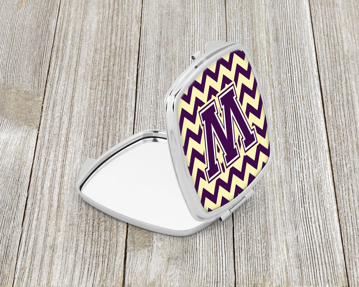 Letter W Chevron Purple and Gold Compact Mirror CJ1058-WSCM by Caroline's Treasures