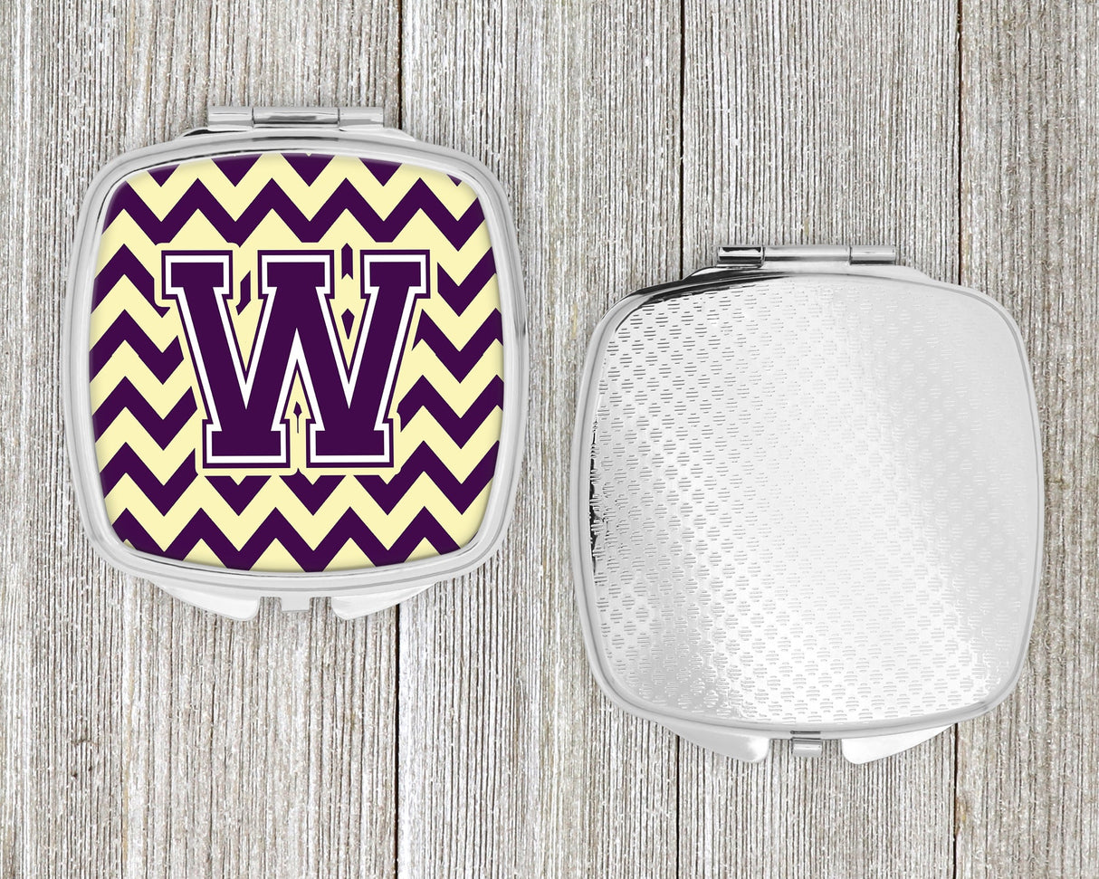 Letter W Chevron Purple and Gold Compact Mirror CJ1058-WSCM by Caroline's Treasures