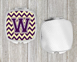 Letter W Chevron Purple and Gold Compact Mirror CJ1058-WSCM by Caroline's Treasures