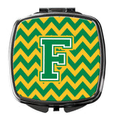 Letter F Chevron Green and Gold Compact Mirror CJ1059-FSCM by Caroline's Treasures