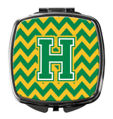 Letter H Chevron Green and Gold Compact Mirror CJ1059-HSCM by Caroline's Treasures