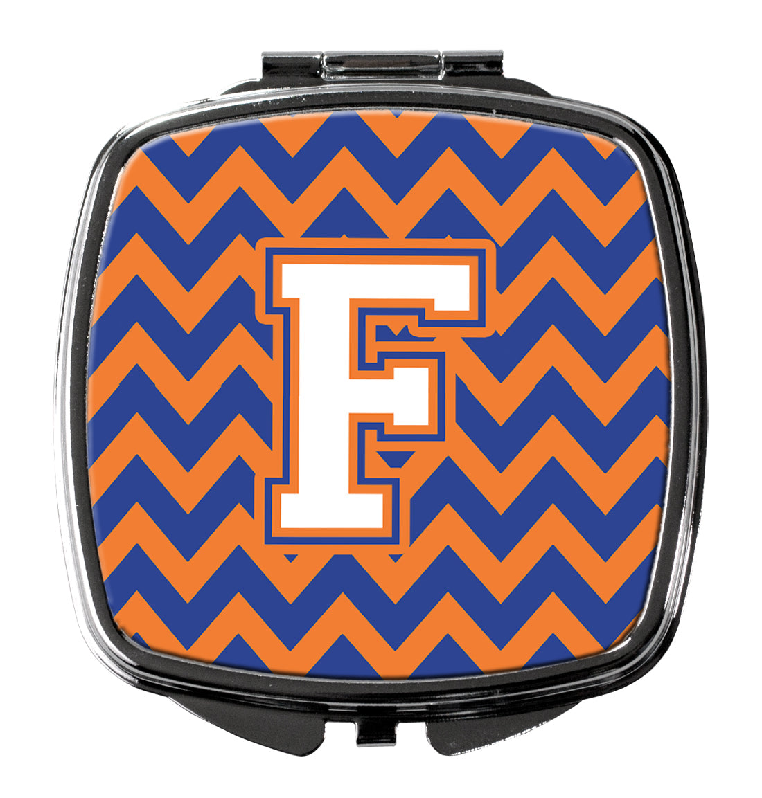 Letter F Chevron Blue and Orange #3 Compact Mirror CJ1060-FSCM by Caroline's Treasures