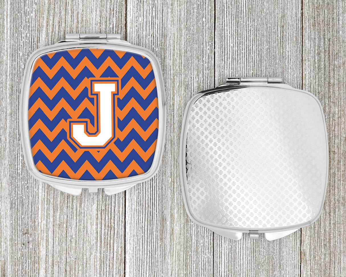 Letter J Chevron Blue and Orange #3 Compact Mirror CJ1060-JSCM by Caroline's Treasures