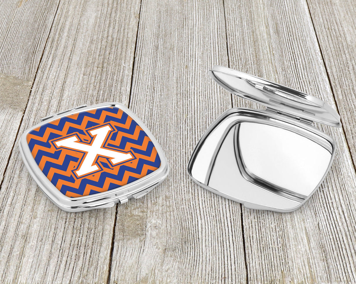 Letter X Chevron Blue and Orange #3 Compact Mirror CJ1060-XSCM by Caroline's Treasures