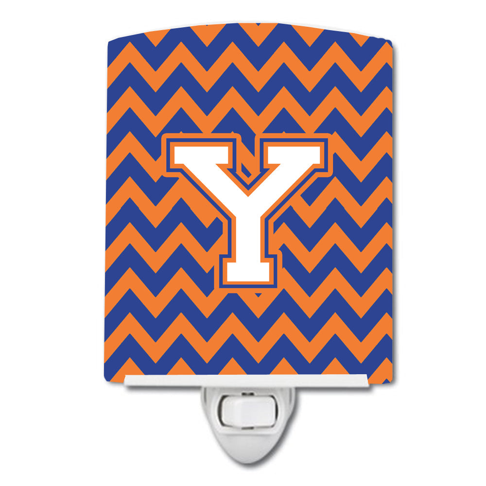 Letter Y Chevron Blue and Orange #3 Ceramic Night Light CJ1060-YCNL by Caroline's Treasures