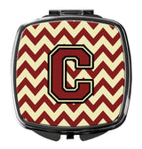 Letter C Chevron Maroon and Gold Compact Mirror CJ1061-CSCM by Caroline's Treasures