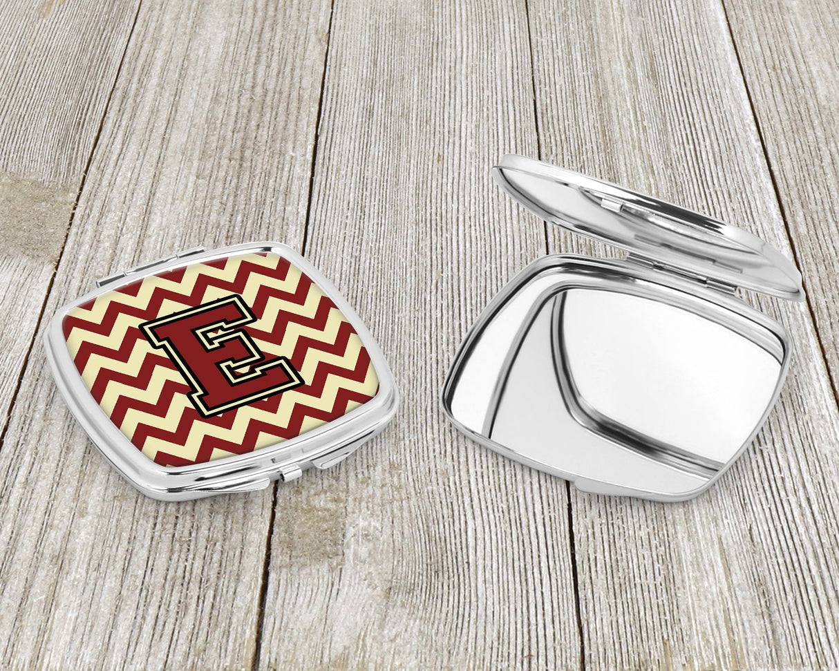 Letter E Chevron Maroon and Gold Compact Mirror CJ1061-ESCM by Caroline's Treasures