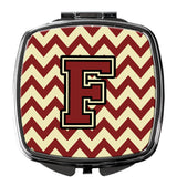 Letter F Chevron Maroon and Gold Compact Mirror CJ1061-FSCM by Caroline's Treasures