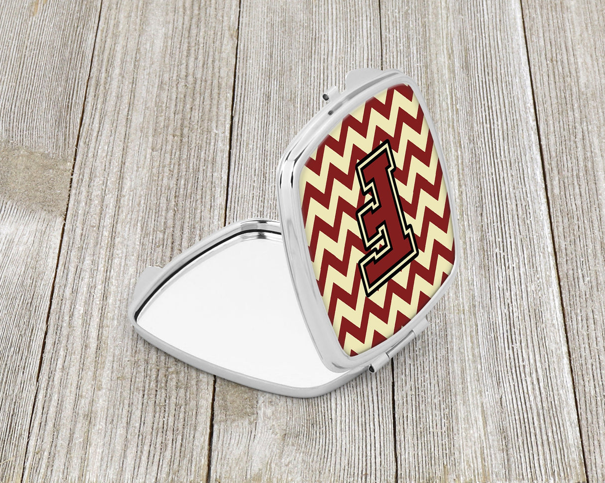 Letter F Chevron Maroon and Gold Compact Mirror CJ1061-FSCM by Caroline's Treasures