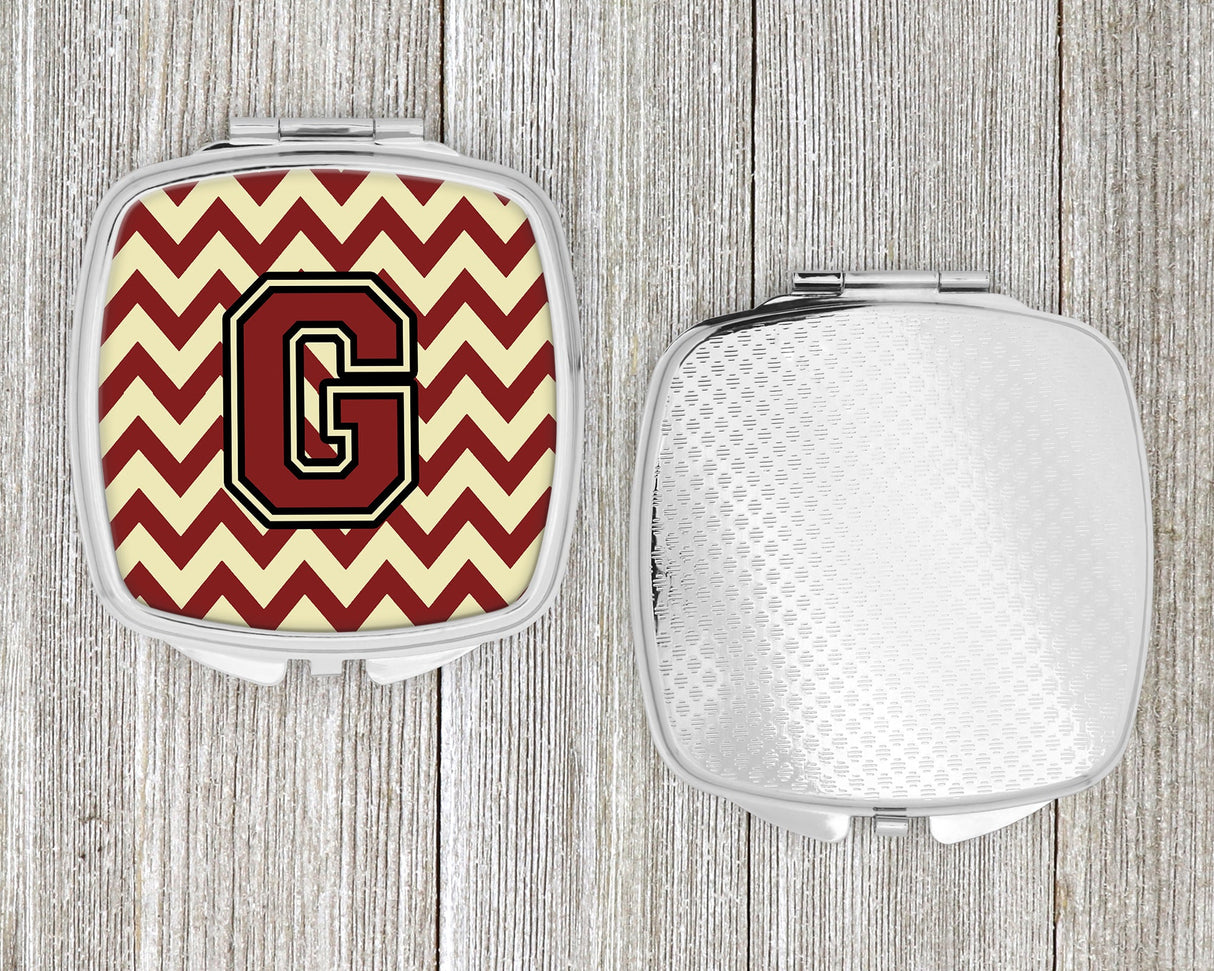 Letter G Chevron Maroon and Gold Compact Mirror CJ1061-GSCM by Caroline's Treasures