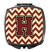 Letter H Chevron Maroon and Gold Compact Mirror CJ1061-HSCM by Caroline's Treasures