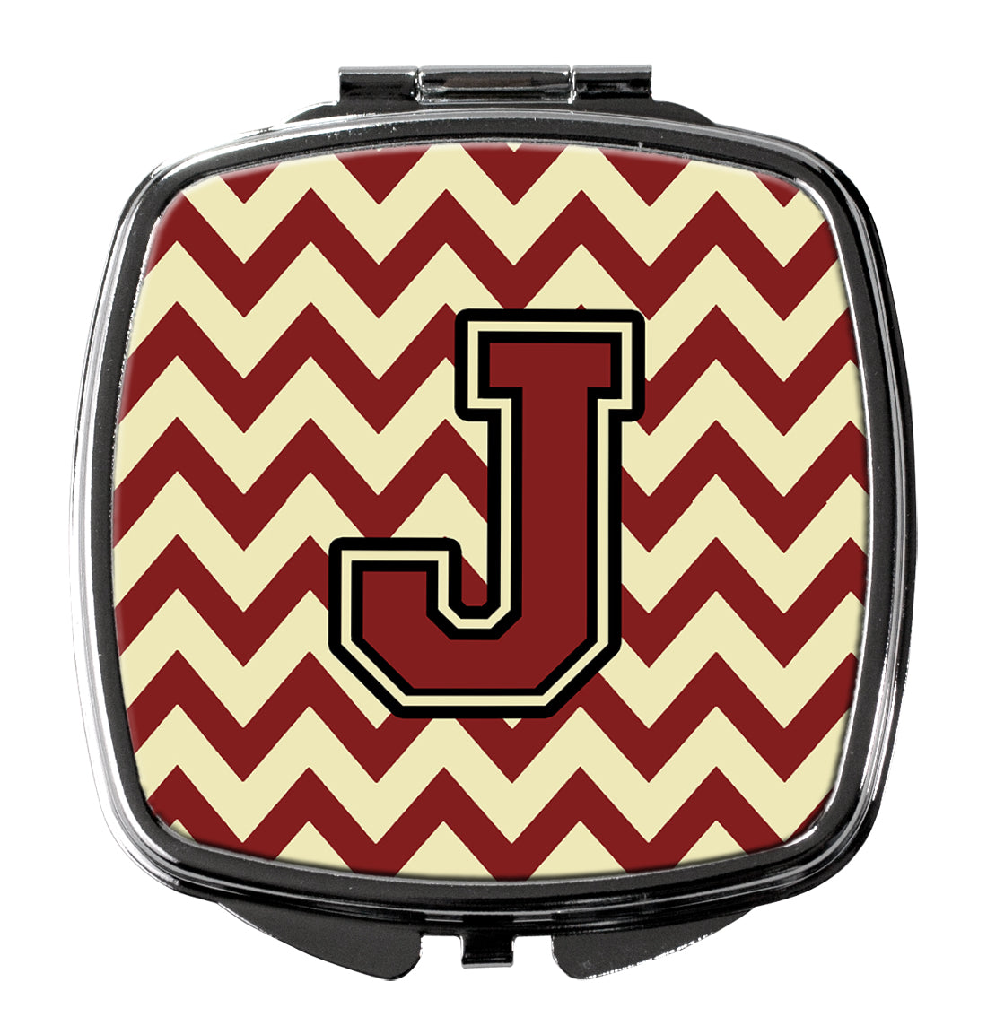 Letter J Chevron Maroon and Gold Compact Mirror CJ1061-JSCM by Caroline's Treasures