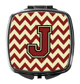 Letter J Chevron Maroon and Gold Compact Mirror CJ1061-JSCM by Caroline's Treasures