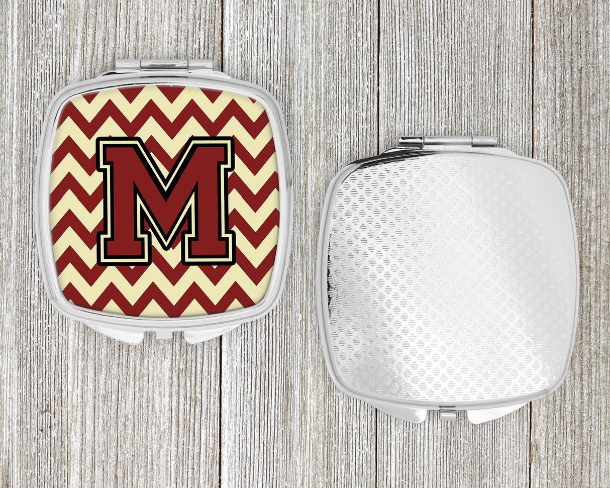 Letter M Chevron Maroon and Gold Compact Mirror CJ1061-MSCM by Caroline's Treasures