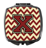 Letter X Chevron Maroon and Gold Compact Mirror CJ1061-XSCM by Caroline's Treasures