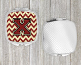 Letter X Chevron Maroon and Gold Compact Mirror CJ1061-XSCM by Caroline's Treasures