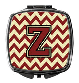 Letter Z Chevron Maroon and Gold Compact Mirror CJ1061-ZSCM by Caroline's Treasures