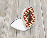 Letter Z Chevron Maroon and Gold Compact Mirror CJ1061-ZSCM by Caroline's Treasures