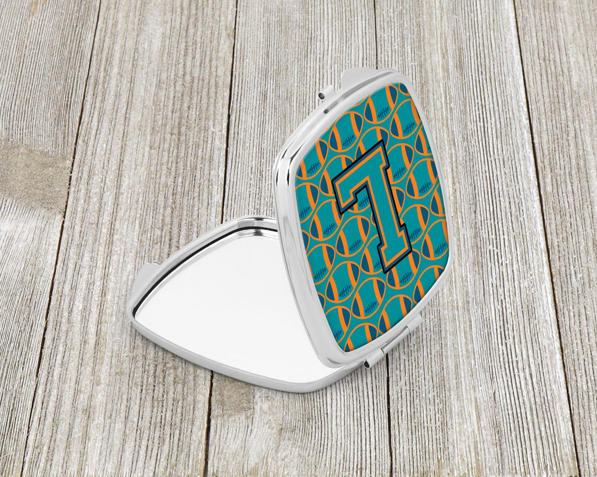 Letter L Football Aqua, Orange and Marine Blue Compact Mirror CJ1063-LSCM by Caroline's Treasures