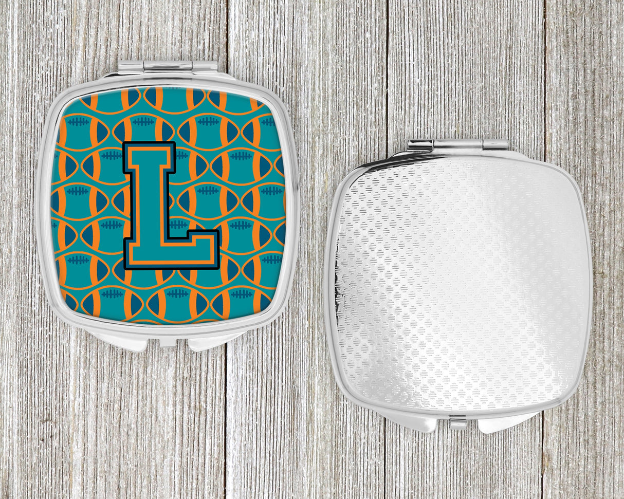 Letter L Football Aqua, Orange and Marine Blue Compact Mirror CJ1063-LSCM by Caroline's Treasures