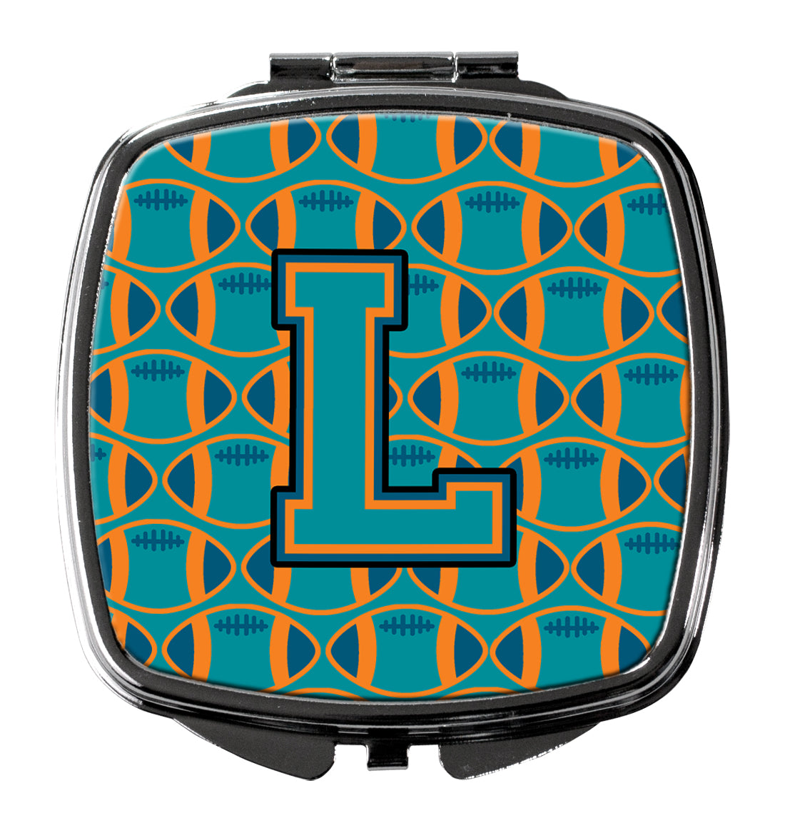 Letter L Football Aqua, Orange and Marine Blue Compact Mirror CJ1063-LSCM by Caroline's Treasures