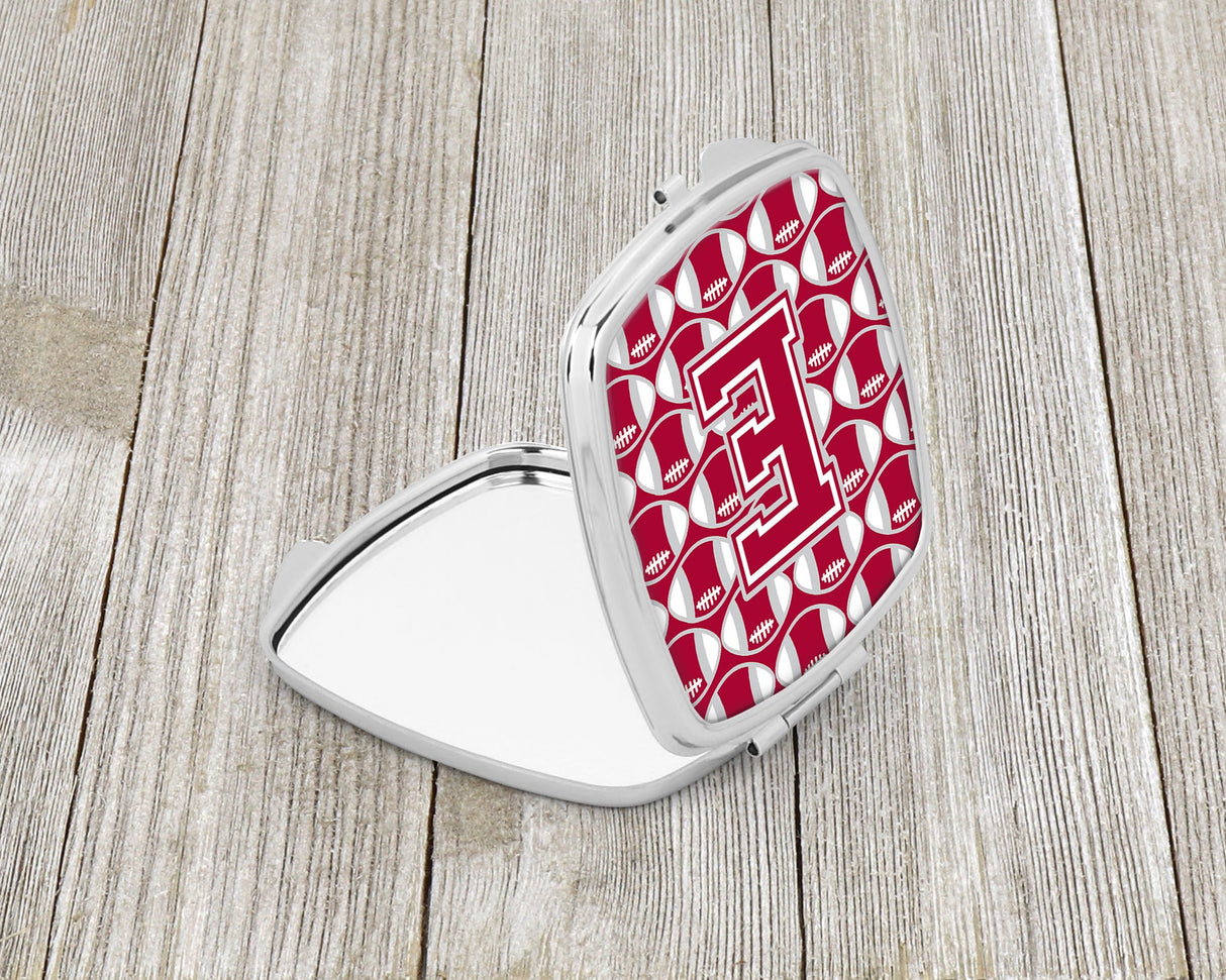 Letter E Football Crimson, grey and white Compact Mirror CJ1065-ESCM by Caroline's Treasures