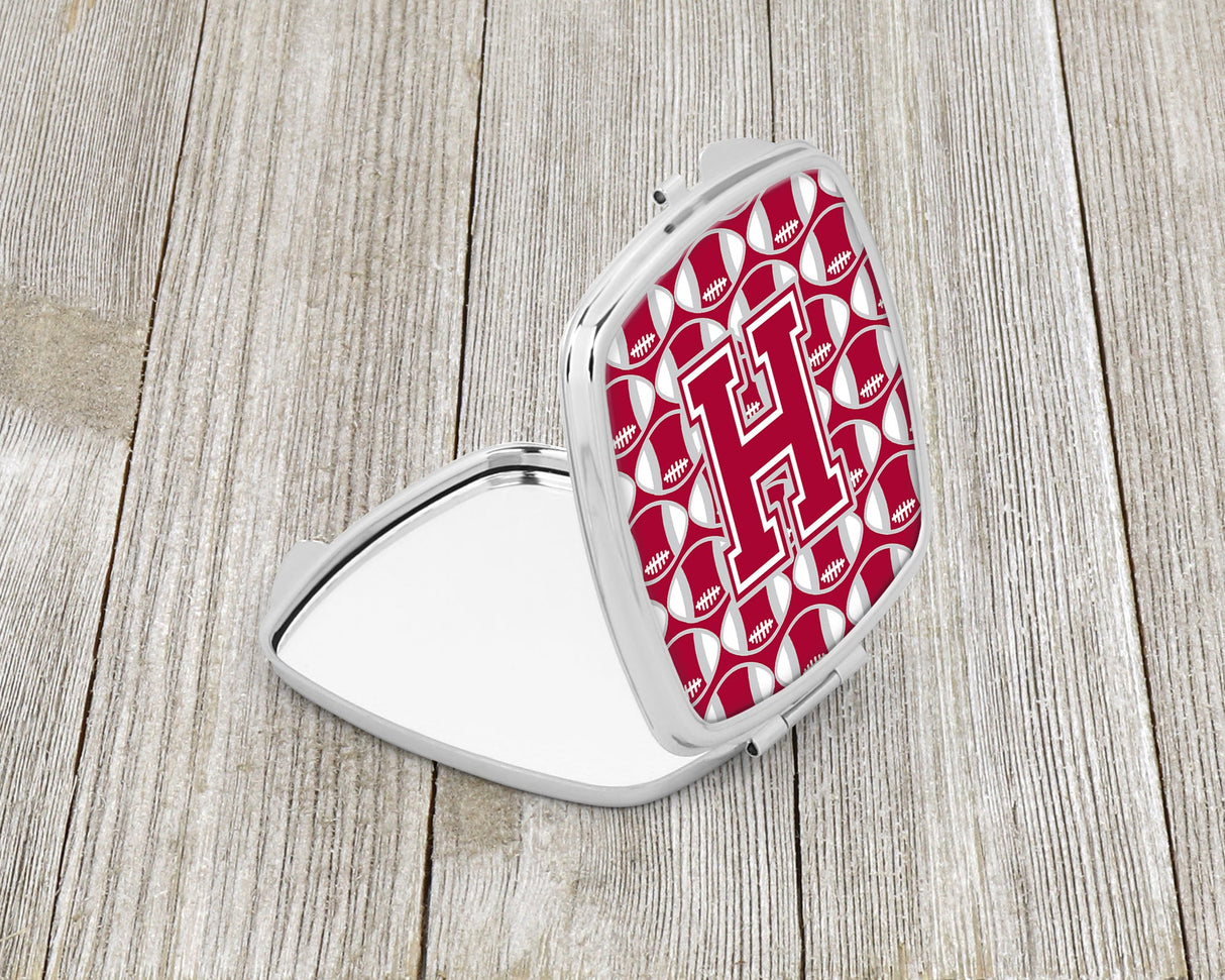 Letter H Football Crimson, grey and white Compact Mirror CJ1065-HSCM by Caroline's Treasures