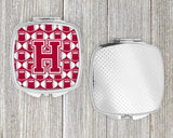 Letter H Football Crimson, grey and white Compact Mirror CJ1065-HSCM by Caroline's Treasures