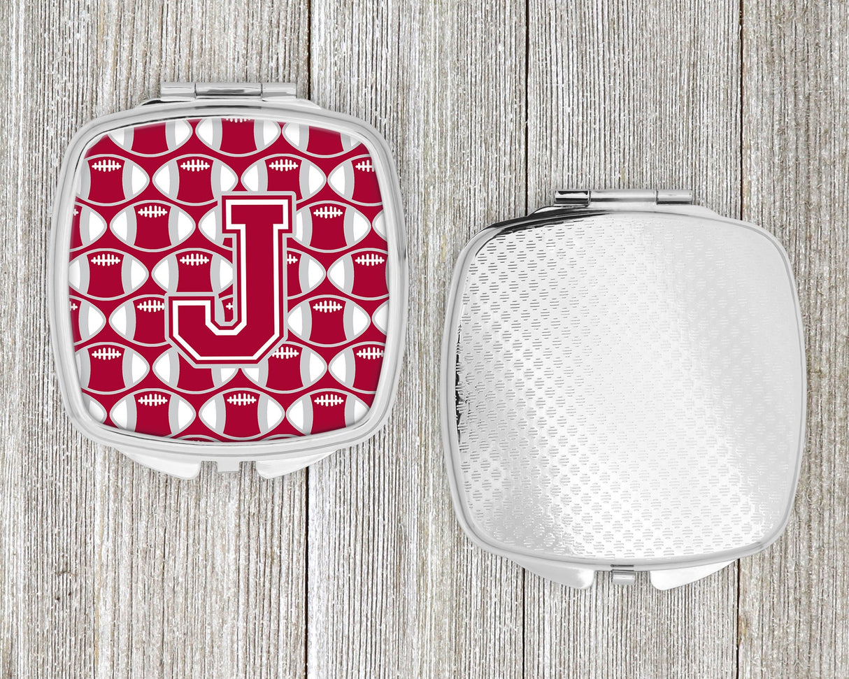 Letter J Football Crimson, grey and white Compact Mirror CJ1065-JSCM by Caroline's Treasures