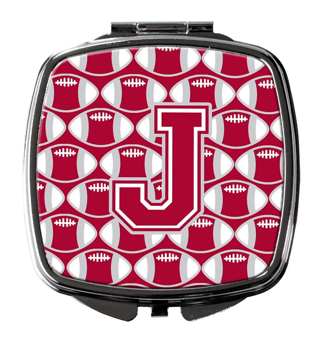 Letter J Football Crimson, grey and white Compact Mirror CJ1065-JSCM by Caroline's Treasures