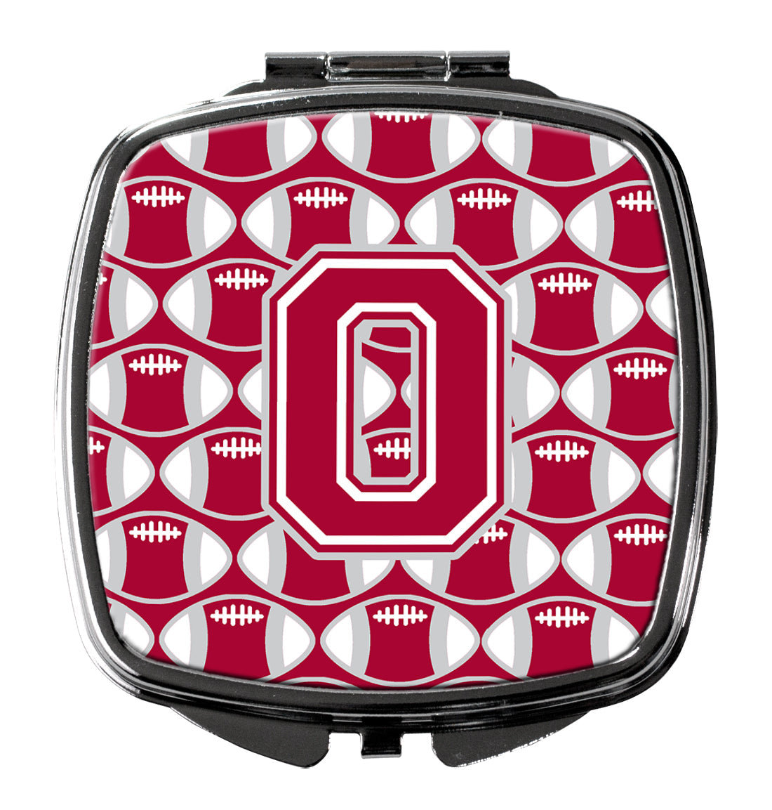 Letter O Football Crimson, grey and white Compact Mirror CJ1065-OSCM by Caroline's Treasures