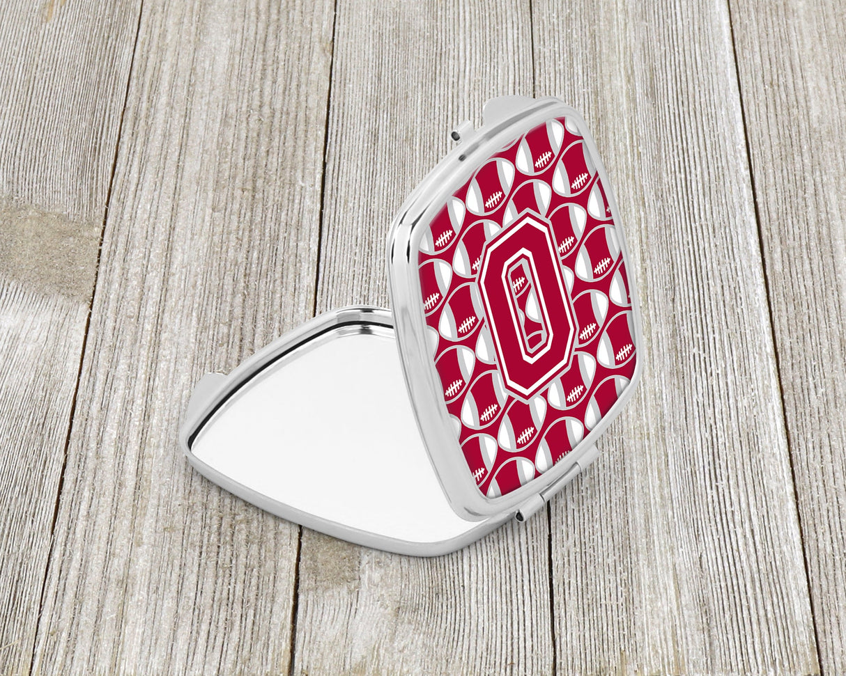 Letter O Football Crimson, grey and white Compact Mirror CJ1065-OSCM by Caroline's Treasures