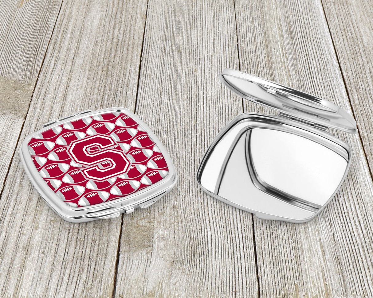 Letter S Football Crimson, grey and white Compact Mirror CJ1065-SSCM by Caroline's Treasures