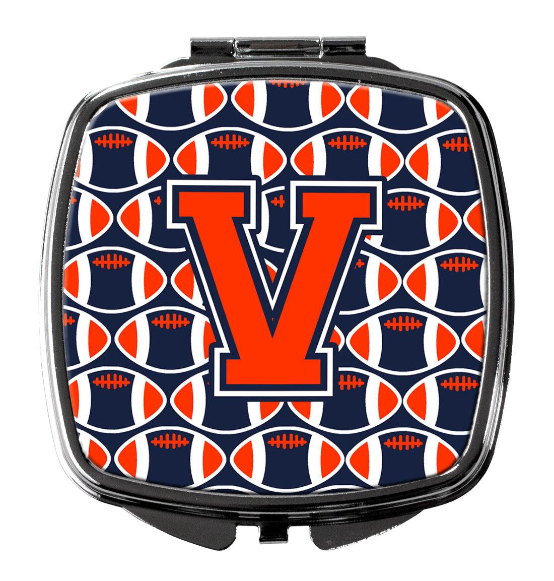 Letter V Football Orange, Blue and white Compact Mirror CJ1066-VSCM by Caroline's Treasures