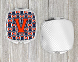 Letter V Football Orange, Blue and white Compact Mirror CJ1066-VSCM by Caroline's Treasures