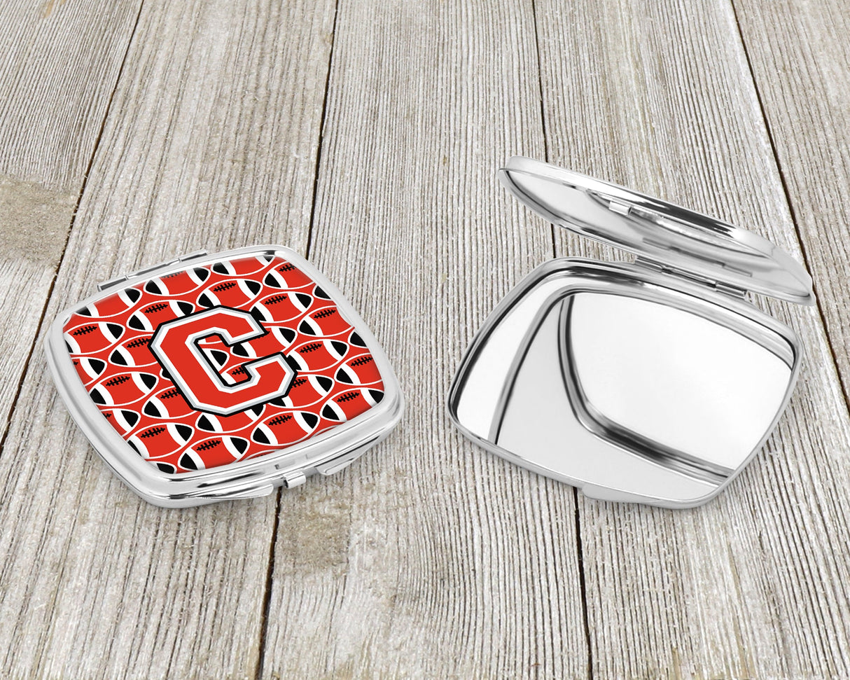 Letter C Football Scarlet and Grey Compact Mirror CJ1067-CSCM by Caroline's Treasures