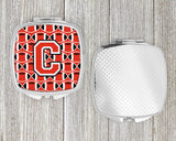 Letter C Football Scarlet and Grey Compact Mirror CJ1067-CSCM by Caroline's Treasures