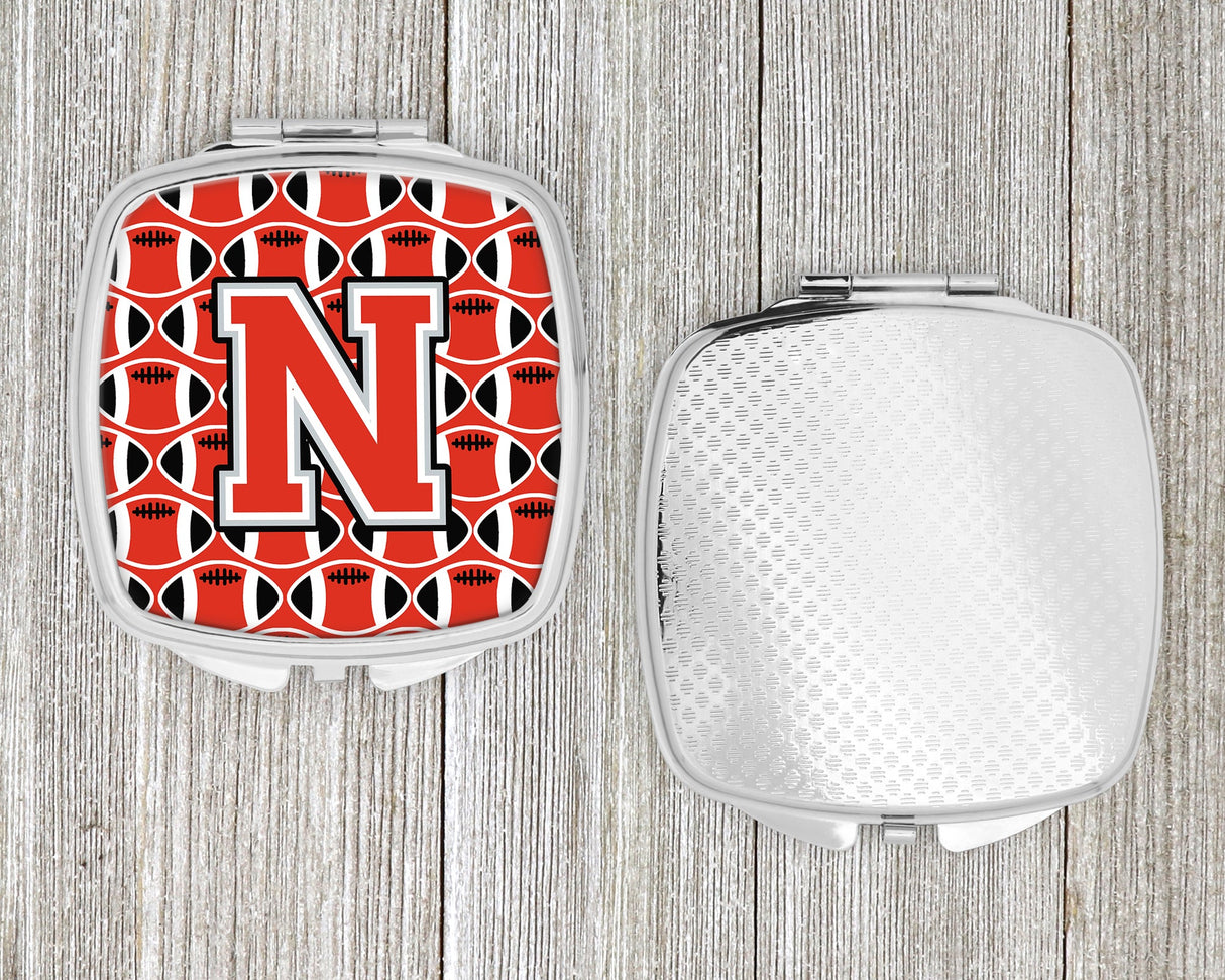 Letter N Football Scarlet and Grey Compact Mirror CJ1067-NSCM by Caroline's Treasures