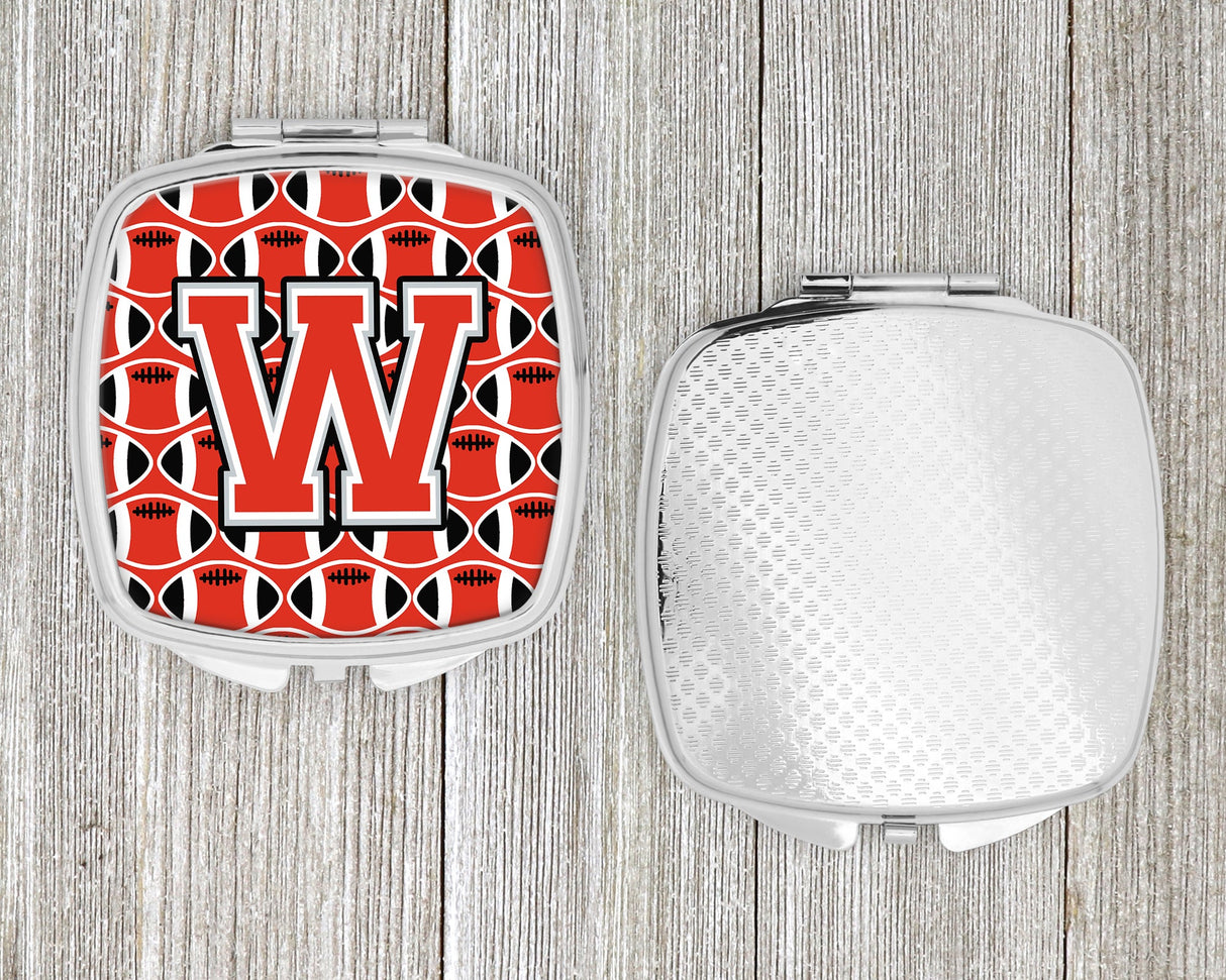 Letter W Football Scarlet and Grey Compact Mirror CJ1067-WSCM by Caroline's Treasures