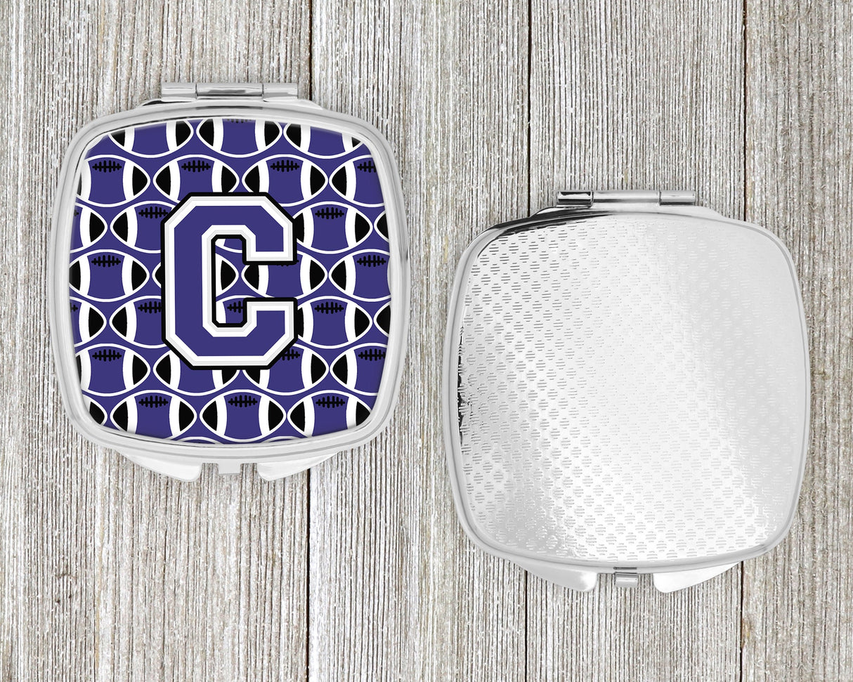 Letter C Football Purple and White Compact Mirror CJ1068-CSCM by Caroline's Treasures