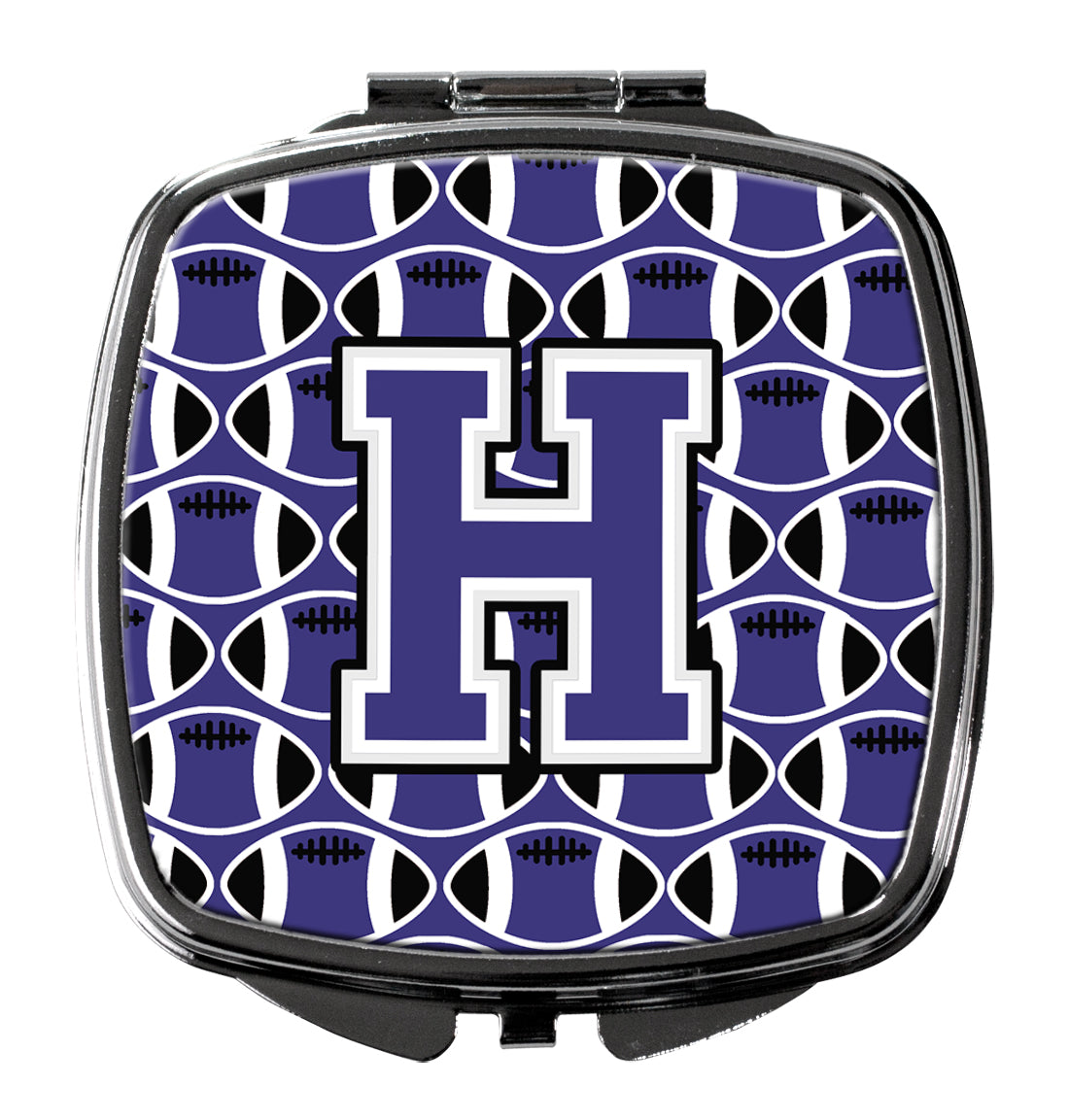 Letter H Football Purple and White Compact Mirror CJ1068-HSCM by Caroline's Treasures