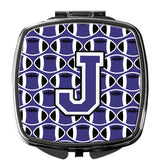 Letter J Football Purple and White Compact Mirror CJ1068-JSCM by Caroline's Treasures